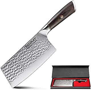 BECOKAY Meat Cleaver Knife - 7 Inch German Carbon Stainless Steel Butcher's Knife for Home Kitchen and Restaurant Use - Premium Quality and Sturdy - Ultra-Sharp Blade - Ergonomic Handle Kitchen Knife