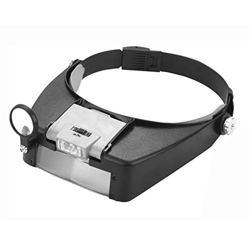 Headband Magnifying Glass with 2 LED Lights Optical Head Wearing Magnifier 1.5X 3X 6.5X 8X Head-Mounted Headset Jewelry Visor Magnifier Glass Loupe for Reading Electronics Watch Repair