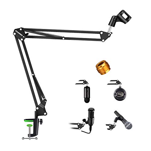 Aokeo AK-35 Microphone Stand Desk Adjustable Compact Microphone Suspension Boom Scissor Arm Stand For Blue Yeti,Blue Snowball iCE, Professional Streaming, Voice-Over, Recording, Games