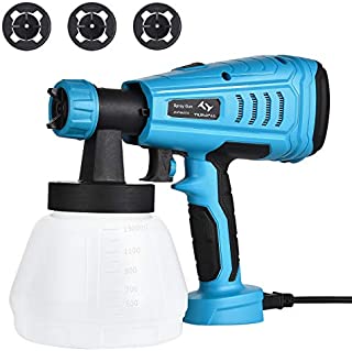 Tilswall Paint Sprayer, 550w Spray Gun Home Electric Paint Gun with 1300ml Detachable Tank max 1200ml/min, 3 Spray Patterns, 3 Nozzle Sizes for Fence, Cabinet, Home Painting