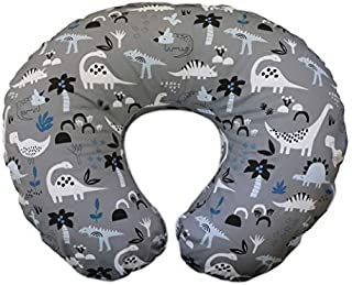 Boppy Original Nursing Pillow and Positioner, Gray Dinosaurs, Cotton Blend Fabric with Allover Fashion