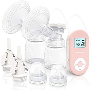 Momcozy Double Electric Breast Pump Portable Pain-Free Rechargable, Strong Suction Power, 9 Speeds 2 Modes, Timer and Memory Function, Hospital Grade