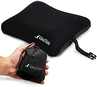 RikkiTikki Inflatable Camp Backpacking Pillow Ultralight - Back Lumbar Inflatable Travel Pillow - Camping Pillow Compressible  Portable Blow Up Air Pillow  Hiking Hammock Compact (Pure Black)