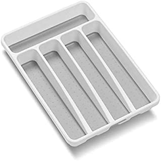 madesmart Classic Mini Silverware Tray - White | CLASSIC COLLECTION | 5-Compartments | Kitchen Organizer |Soft-grip Lining and Non-slip Rubber Feet | BPA-Free