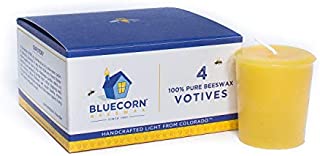 Bluecorn Beeswax 100% Pure Beeswax Votives (4 Pack, Raw)