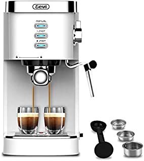 Gevi Espresso Machines 20 Bar Fast Heating Automatic Cappuccino Coffee Maker with Foaming Milk Frother Wand for Espresso, Latte Macchiato, 1.2L Removable Water Tank, 1350W, White