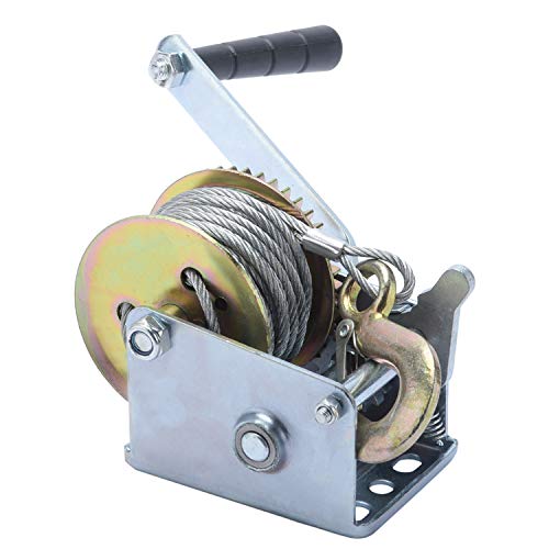 HighFree Hand Winch 600 lbs Heavy Duty Hand Crank Steel Cable Gear Winch 27 Feet Cable Towing Winches for ATV Boat Trailer