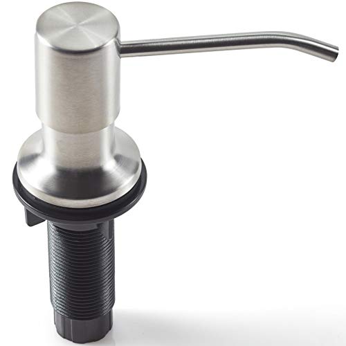 Built in Sink Soap Dispenser for Kitchen Sink (Brushed Nickel), Refill from Top, Rust Resistant