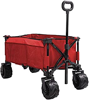 LogKnot Folding Collapsible Wagon Cart, All Terrain Utility Wagon, Heavy Duty Outdoor Garden Beach Wagon with Wheels - Perfect Use for Camping, Shopping, Picnic, Sports, Red