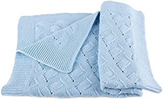 Boys Luxury 100% Cashmere Baby Blanket -'Baby Blue' - Hand Made in Scotland by Love Cashmere - RRP $300