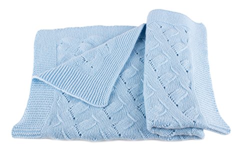 Boys Luxury 100% Cashmere Baby Blanket -'Baby Blue' - Hand Made in Scotland by Love Cashmere - RRP $300