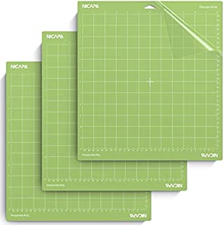 Nicapa 12x12 inch Standard Grip Cutting Mat for Cricut Explore One/Air/Air 2/Maker(3 Pack) Standard Adhesive Sticky Green Quilting Cricket Replacement Cut Mats