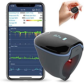 Wellue O2Ring Wearable Sleep Monitor - Bluetooth Health Tracker with Free APP & PC Report