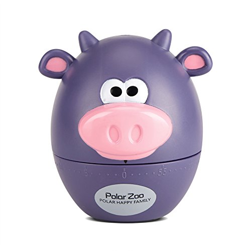 HelloCreate Cute Cartoon Kitchen Timer Mechanical 55 Minutes Cooking Supplies Purple Cattle