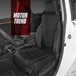 Motor Trend LuxeFit Black Faux Leather Car Seat Cover for Front Seats, 1 Piece  Padded Universal Fit Luxury Cover, Faux Leather Sideless Protector for Car Truck Van & SUV