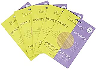 The Crème Shop  Fusion Full Face Masks, Korean Facial Skin Care and Moisturizer  Hyaluronic Acid, Honey, Lavender for Hydrating, Scar, Acne Treatment, Exfoliate Natural Beauty Essence  5 Sheets Set