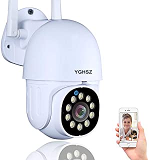 Yghsz Tuya Smart Security Camera,1080P HD Wireless WiFi Home Surveillance Pan/Tilt 360° View Waterproof Night Vision, Human Detection,Auto Tracking , 32G Sd Card,15 ft Extension Power Cable