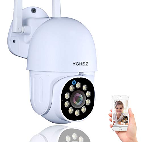 Yghsz Tuya Smart Security Camera,1080P HD Wireless WiFi Home Surveillance Pan/Tilt 360° View Waterproof Night Vision, Human Detection,Auto Tracking , 32G Sd Card,15 ft Extension Power Cable