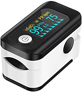 Pulse Oximeter Fingertip,Digital Blood Oxygen Saturation Monitor for Heart Pulse Rate and SpO2 Levels, Portable Oximeter Finger with Pulse (Batteries & Lanyard Included)