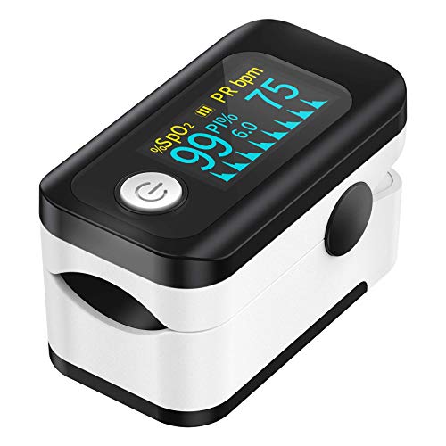 Pulse Oximeter Fingertip,Digital Blood Oxygen Saturation Monitor for Heart Pulse Rate and SpO2 Levels, Portable Oximeter Finger with Pulse (Batteries & Lanyard Included)