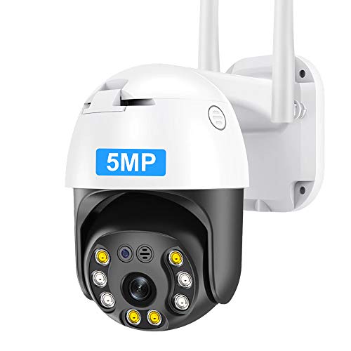 5MP PTZ WiFi Security Camera Outdoor, INQMEGAPRO 1920P HD Wireless Surveillance Camera, Waterproof IP Camera, 2-Way Audio, Enhanced Night Vision, Motion Detection, ONVIF, SD Card Slot,393-5MP