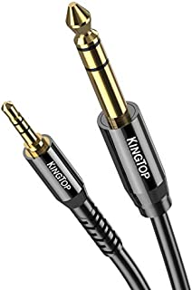 KINGTOP 3.5mm (1/8 inch) Male to 6.35mm (1/4 inch) Male TRS Stereo Headphone Jack Audio Adapter for Amplifiers, Guitar, Keyboard Piano, Home Theater, Mixing Console, Headphones (4.3ft / 1.3m)