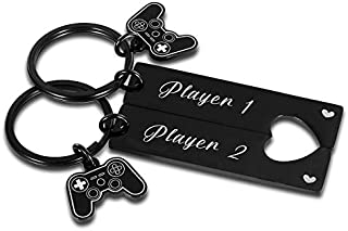 Gamer Player 1 Player 2 Matching Keychains Christmas Gifts for Gamer Couples Boyfriend Male Friends Husband Valentine Gifts to Gamer Girlfriend Wife Anniversary Birthday Gifts for Him Her Men Funny