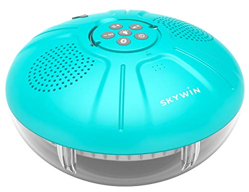 Skywin Hot Tub Speakers and Speakerphone - Disco Light Floating Waterproof IPX7 Large Wireless Pool and Shower Speaker - Pool Speakers Support Dual Speaker Connection and Feature Quality 2.1 Sound