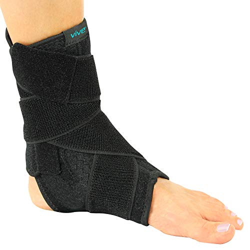 Vive Sprained Ankle Brace for Women, Men - Right or Left Compression Foot Immobilizer Support - Basketball, Volleyball Neoprene Stabilizer Wrap Protector - Tendonitis, Heel Spur, Running Feet Sprain