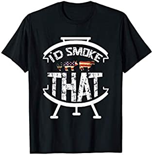 Funny BBQ I'd Smoke That! Meat Pitmaster Grill Gift USA Flag T-Shirt