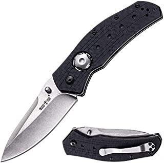 Grand Way Pocket Knife for Men with Clip - Tactical Pocket Folding Knives Military with Black G10 Handle - Best EDC Folding Pocket Knife for Self Defense WK 04002