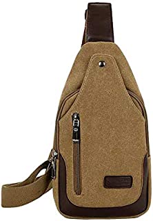 Sling Bags Men,Crossbody Chest Bag,Anti Theft Bags for Travel,11.8 In (Khaki)