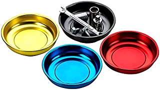 Katzco Magnetic Mini Tray Holders - 4 Pack Multi Color - Use in Garage, Home, Construction - for Nuts, Bolts, Washers, Iron, Nails, Screws, Sockets, Bits, Etc. - 4 Inch Diameter x 1-1/4 Inch Depth
