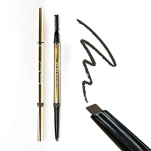 Browluxe Precision Brow Pencil for Microblading Effect | Ash Brown Eyebrow Pencil for Blondes & Brunettes | Light Brown Eyebrow Pencil | Brow Pencil with Brush | Smudge Proof Eyebrow Color