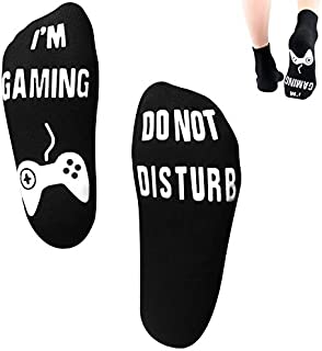 Do Not Disturb I'm Gaming Socks, Gaming Sock Funny Novelty Great Valentine's Day Gifts for Teen Boys Mens Gamer Kids Sons Husbands Boyfriends