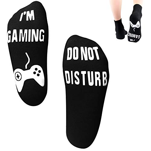 Do Not Disturb I'm Gaming Socks, Gaming Sock Funny Novelty Great Valentine's Day Gifts for Teen Boys Mens Gamer Kids Sons Husbands Boyfriends