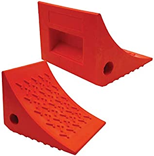 SECURITYMAN 2 Pack Wheel Chocks - Constructed of Heavy Duty Solid Rubber for 20,000 lbs of RV, Trailer, Truck, Camper - Perfect on All Surfaces and in All Weather - Orange