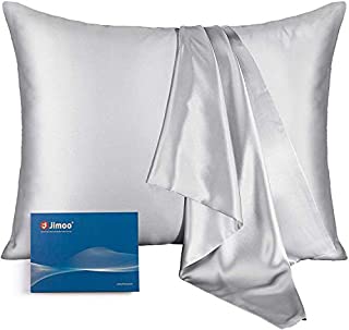 Natural Silk Pillowcase, for Hair and Skin with Hidden Zipper,22 Momme,600 Thread Count 100% Mulberry Silk, Soft Breathable Smooth Both Sided Silk Pillow Cover(Silver Grey, Standard 20''×26'',1pc)