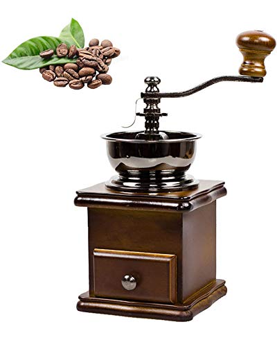 WXX Retro Manual Coffee Grinder Portable Log Hand Crank Copper Core Coffee Grinder Very Suitable for Home, Office and Travel