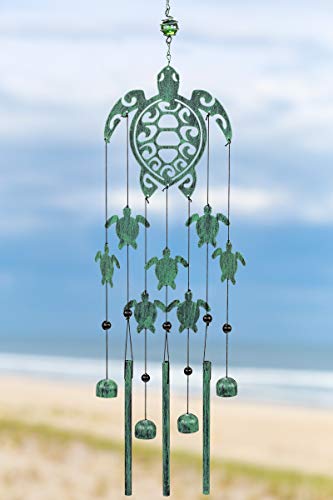 VP Home Tribal Turtles Outdoor Garden Decor Wind Chime (Rustic Sea Green)