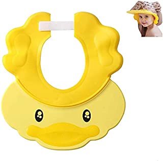 Baby Shower Cap Visor Adjustable Silicone Shampoo Shower Hat Multi-Purpose Bathing Cap for Protect Infants Toddler Eyes Ears (Yellow)