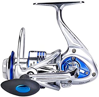Diwa Spinning Fishing Reels for Saltwater Freshwater 3000 4000 5000 6000 7000 Spools Ultra Smooth Ultralight Powerful Trout Bass Carp Gear Stainless Ball Bearings Metal Body Ice Fishing Reels (5000)