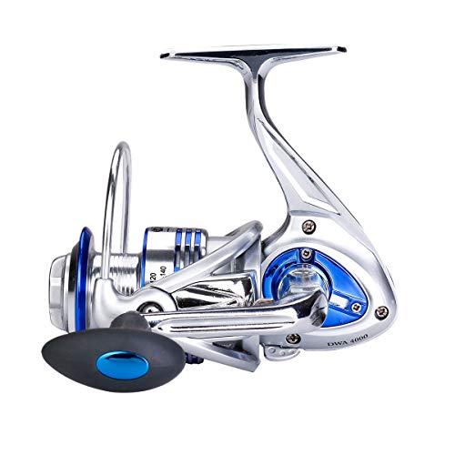 Diwa Spinning Fishing Reels for Saltwater Freshwater 3000 4000 5000 6000 7000 Spools Ultra Smooth Ultralight Powerful Trout Bass Carp Gear Stainless Ball Bearings Metal Body Ice Fishing Reels (5000)