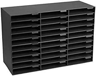 AdirOffice File Sorter Literature Organizer - Mail Vinyl Craft Paper Storage Holder Corrugated Cardboard for Office, Classrooms, and Mailrooms Organization (30 Slots, Black)