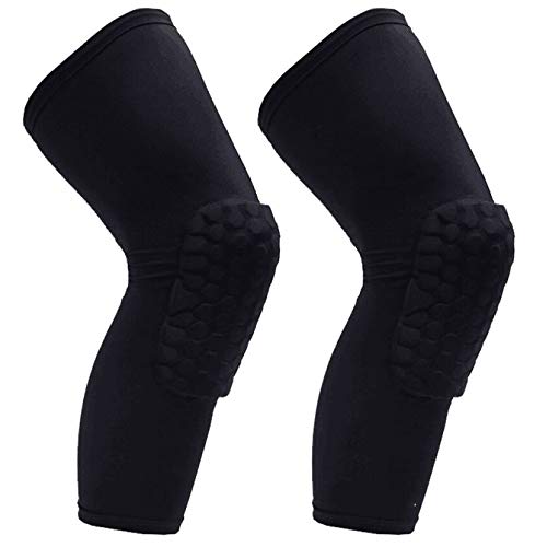 PISIQI Knee Compression Pads Long Leg Sleeve Brace Protection for Basketball, Football & Volleyball (2 Sleeves)