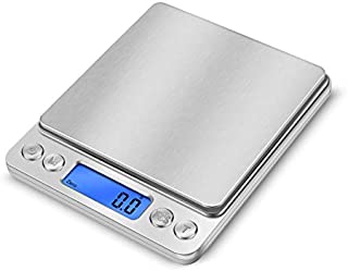 Food Scale, Baking Scale, Digital Food Scale,Mini Pocket Jewelry Scale, Digital Gram Scale in Stainless Steel with 2 Plates 0.1g-3000g/6.6lb