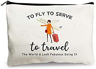 Makeup Cosmetic Bags for Women - To Fly To Serve To Travel - Funny Flight Attendant Gifts for Best Friends Bestie Sister Daughter Birthday Christmas Gift