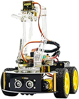 KEYESTUDIO 4WD Bluetooth Smart Car Robot Arm Kit for Arduino Programmable Robotics Set for Adults