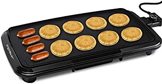 Aigostar Electric Griddle Nonstick 1500W Pancake Griddle 8-Serving Electric Indoor Grill 5-Level Control with Adjustable Temperature & Oil Drip Tray for Easy Cleaning, 20 x 10 Family-Sized, Black