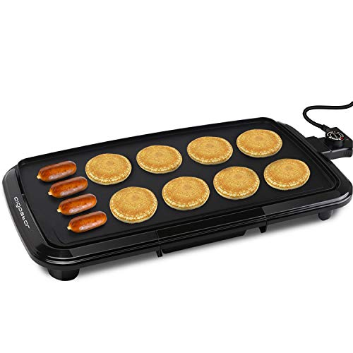 Aigostar Electric Griddle Nonstick 1500W Pancake Griddle 8-Serving Electric Indoor Grill 5-Level Control with Adjustable Temperature & Oil Drip Tray for Easy Cleaning, 20 x 10 Family-Sized, Black